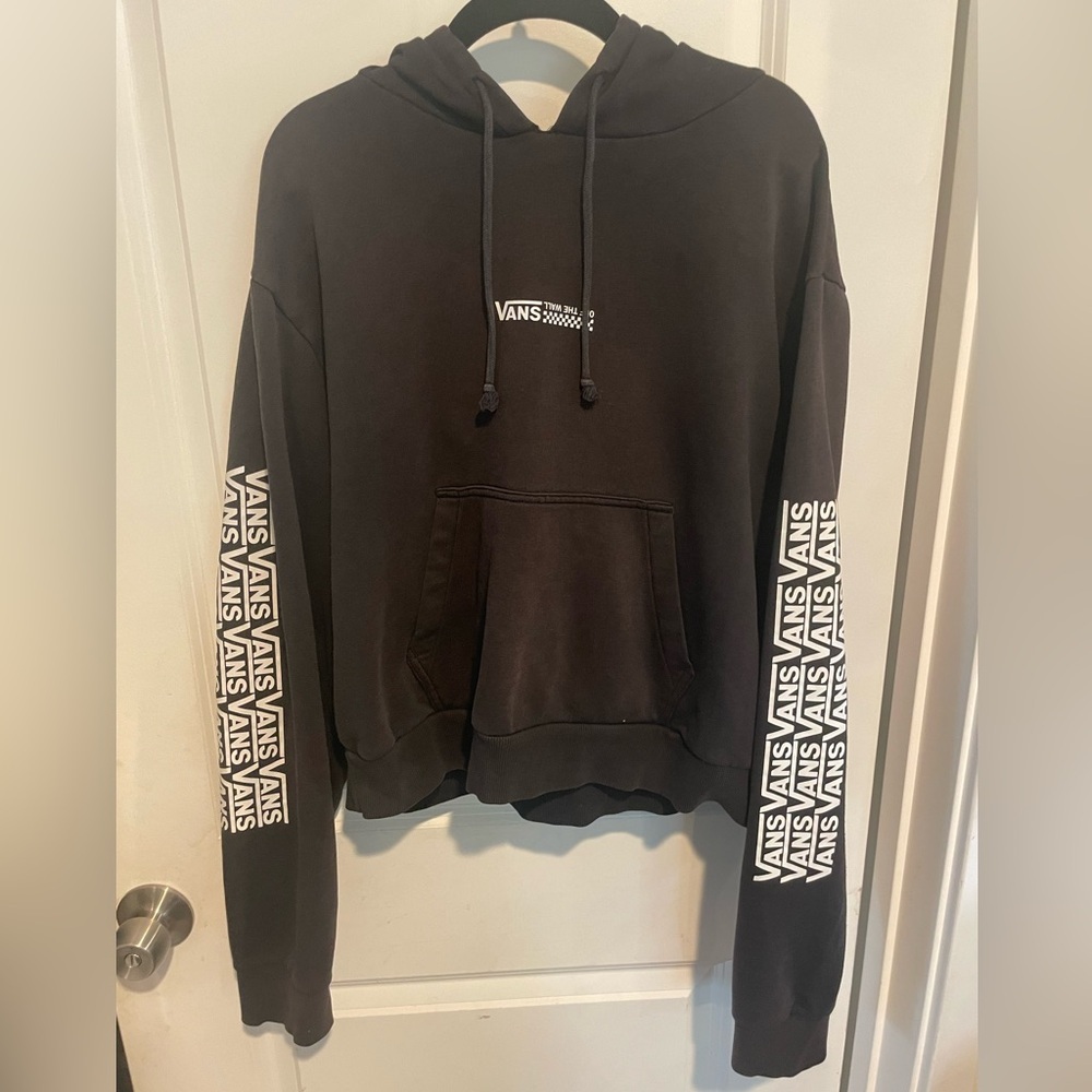 Vans Hoodie Women's Black Checkerboard Faded Skate Y2K Size XL‎ Girls